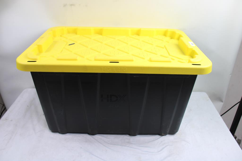 HDX 27 Gallon Black Tote With Yellow Lid