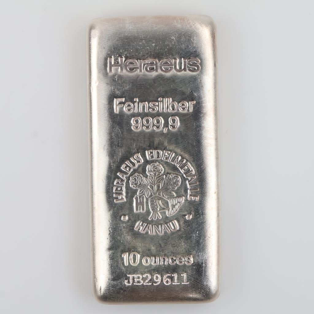 Heraeus Fine Silver 10oz Bar