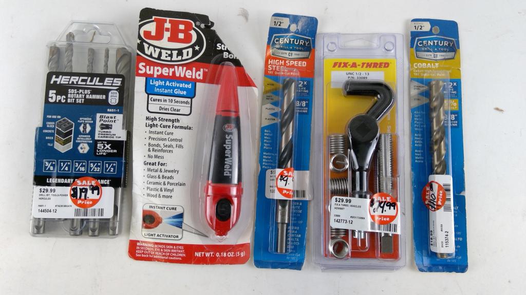 Hercule Rotary Hammer Bit Set, Century High Speed Steel Quick Cut Point, And More, 5 Pieces