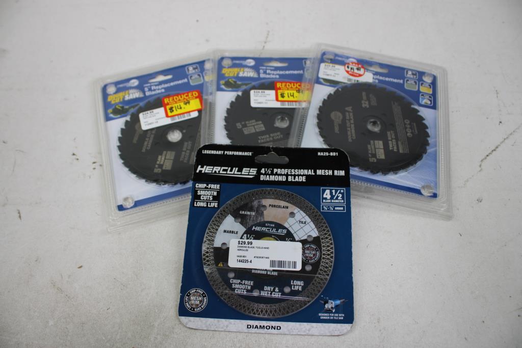 Hercules 4-1/2" Diamond Blade, Portland Saw 5" Replacement Blades, 4 Pieces