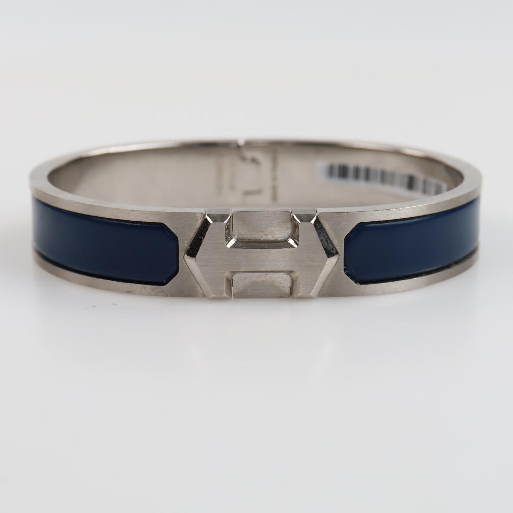 Hermes Super H Palladium Plated Bleu De Biarritz Bracelet