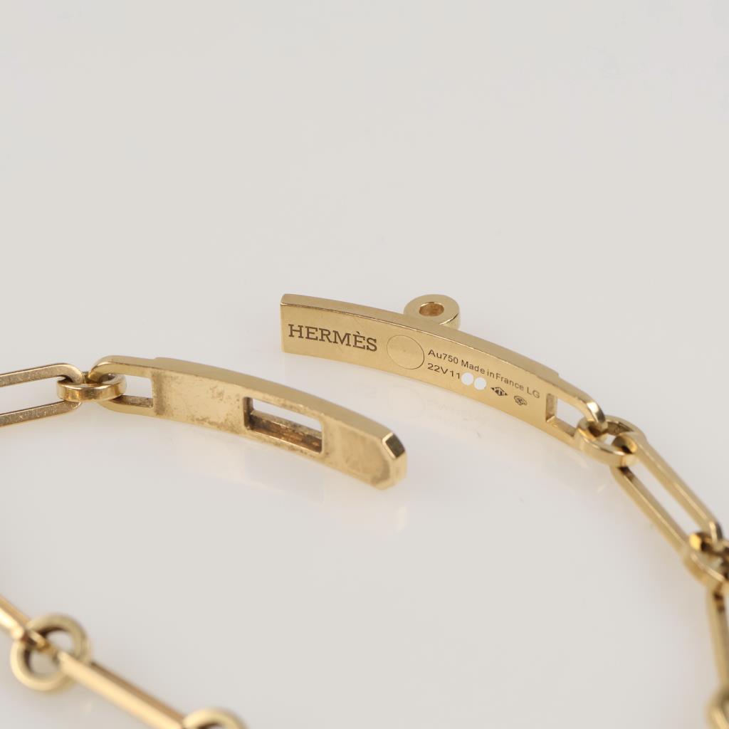 Hermes 0.62ct TW Diamond 18kt Gold Oval Link Bracelet