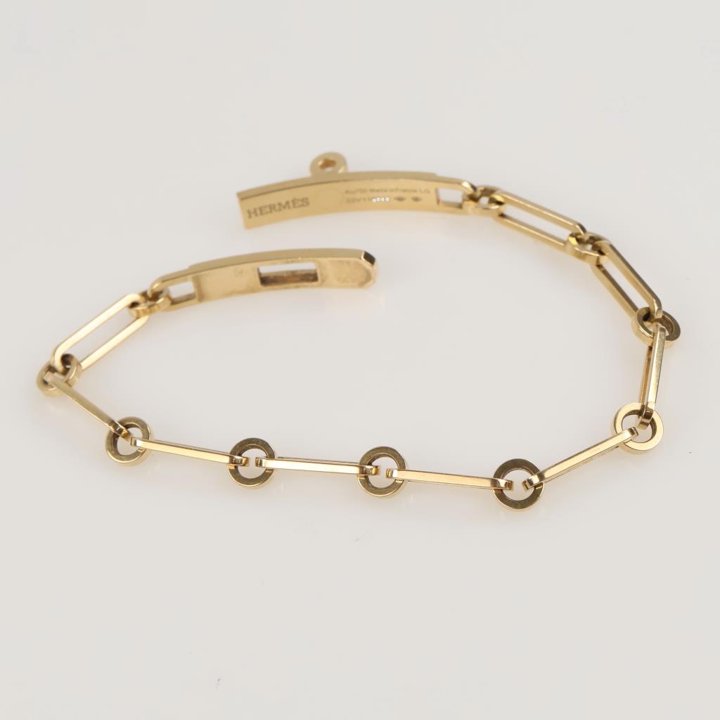 Hermes 0.62ct TW Diamond 18kt Gold Oval Link Bracelet