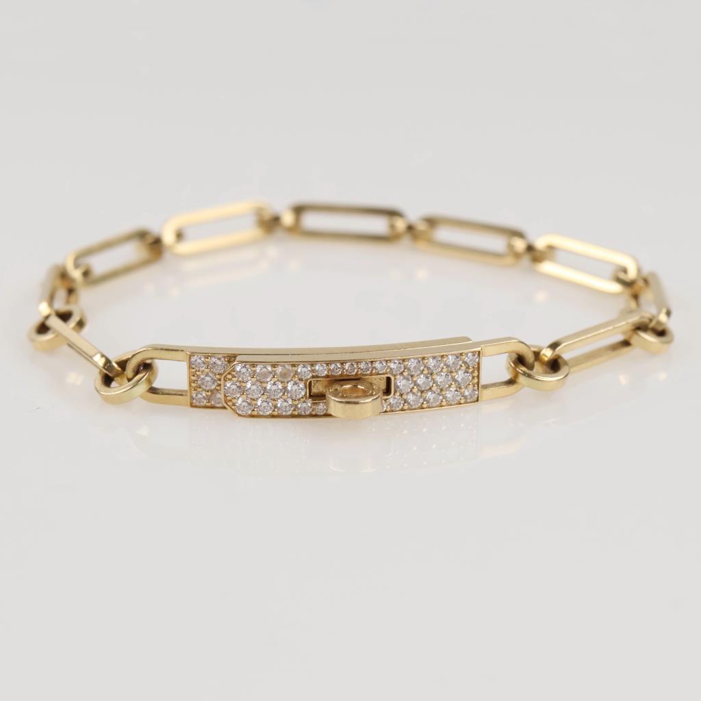 Hermes 0.62ct TW Diamond 18kt Gold Oval Link Bracelet