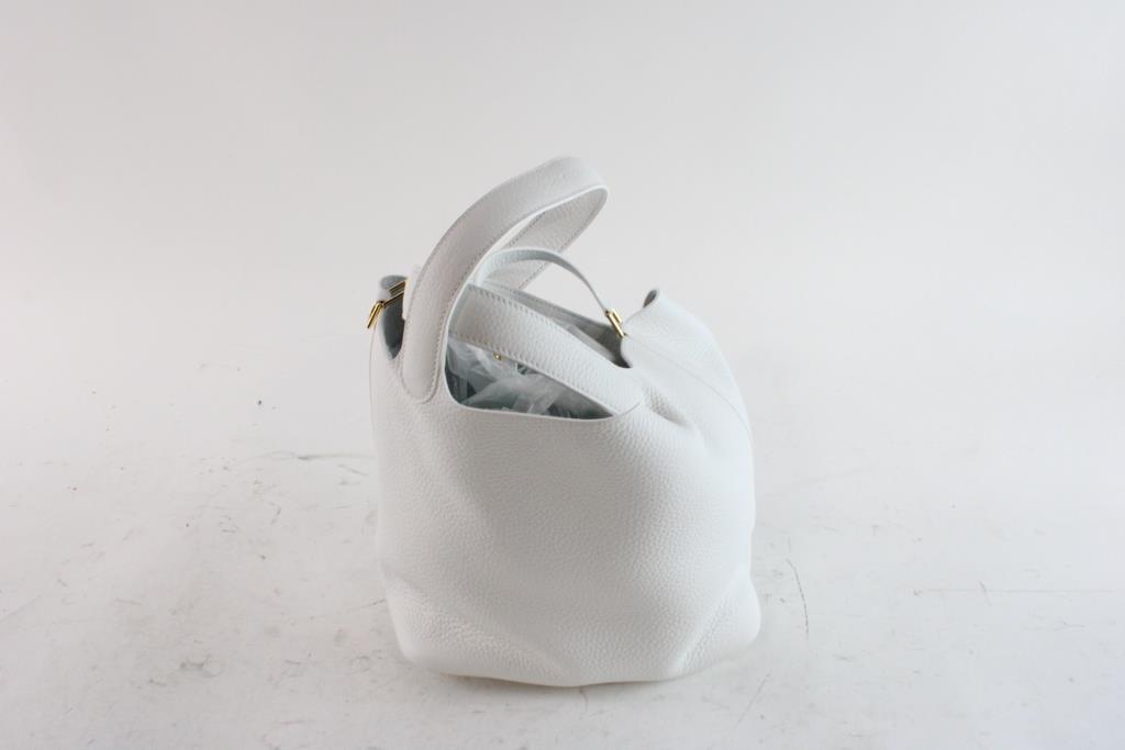 Hermes Clemence Leather White Handbag - Doublechecked By Entrupy