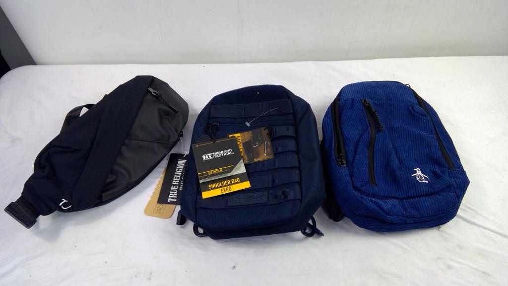 Highland Tactical Expo Shoulder Bag, And Penguin, True Religion Sling Bags, 3 Pieces