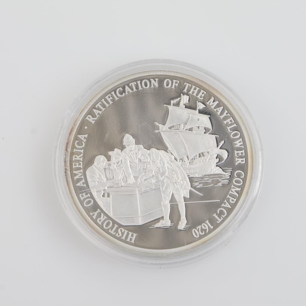 History Of America Ratification Of The Mayflower Compact Fine Silver Round