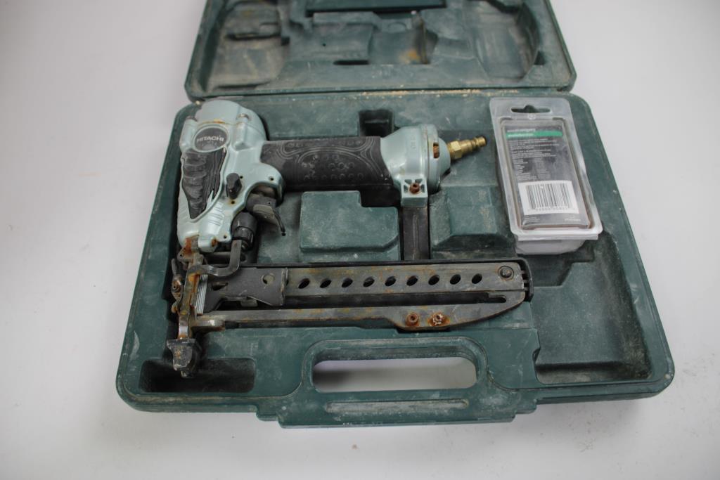 Hitachi 1-1/2" Stapler, Craftsman Drill, Batteries, And Battery Charger, 6 Pieces