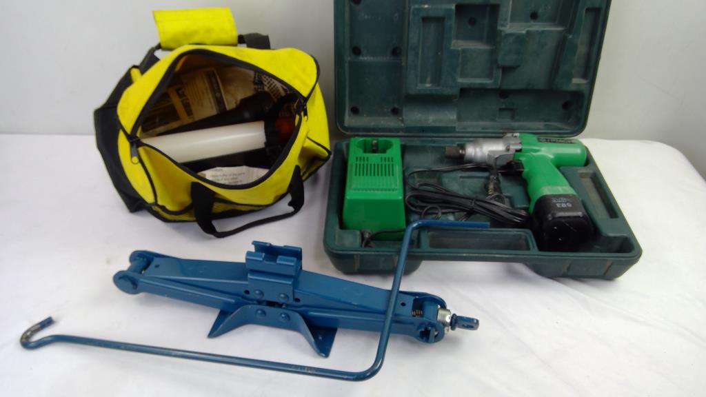 Hitachi 5/16 Impact Driver, GUNK Puncture Seal, Flashlights, Car Jack, And More