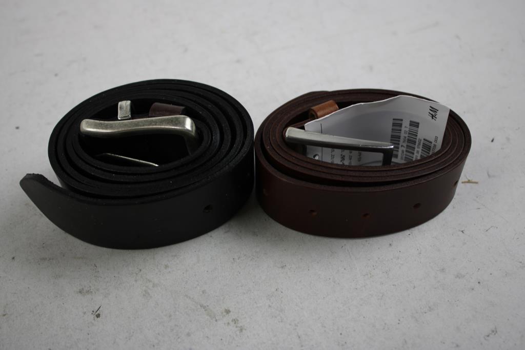 H&M Dark Brown, Dark Orange Belt, 35-36", 2 Pieces