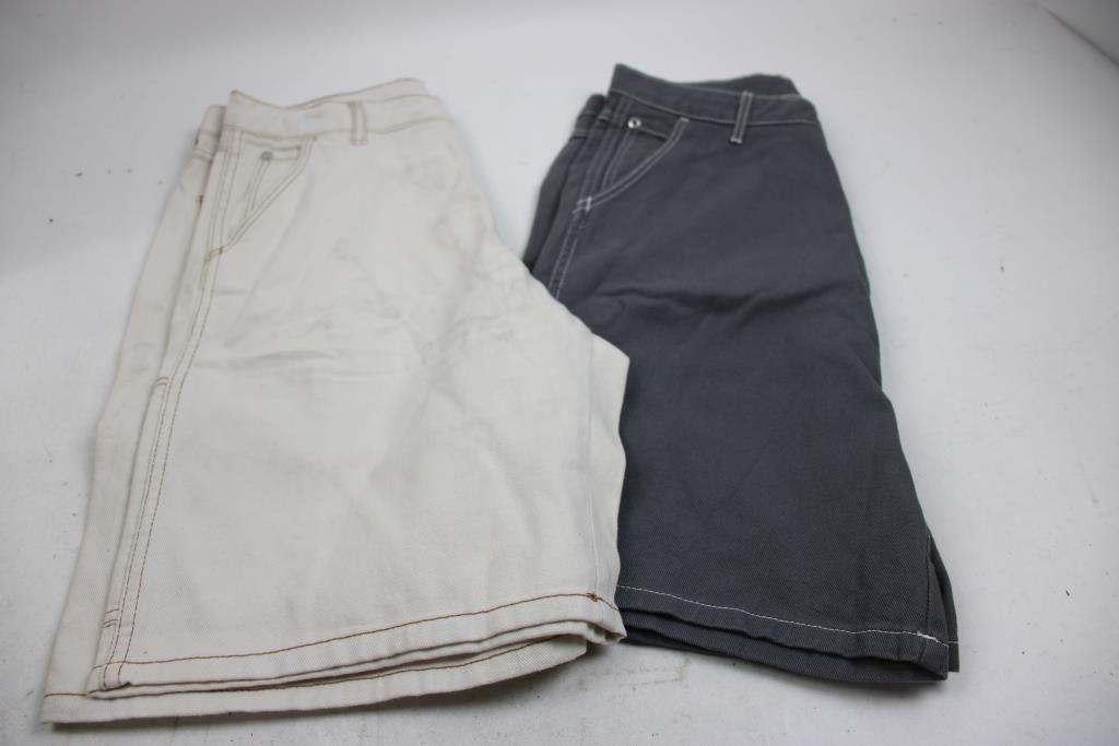 H&M Loose, Relaxed, And Regular Fit Shorts, Gray, Cream, Light Denim, 4 Pieces