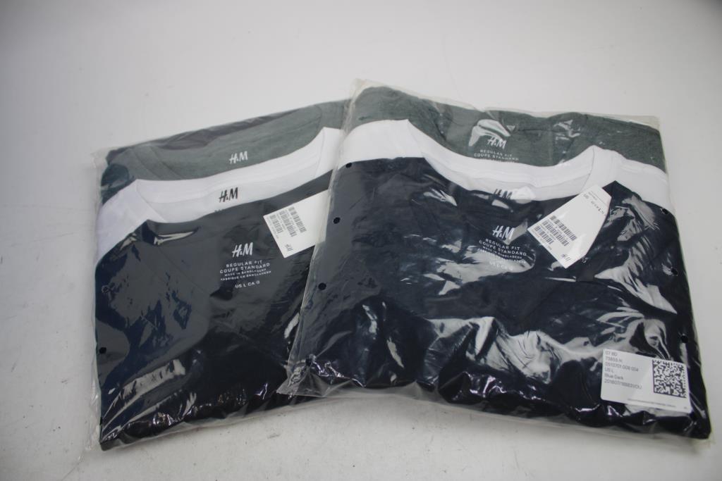 H&M Regular Fit Large 3-Pack T-Shirts, 2 Pieces
