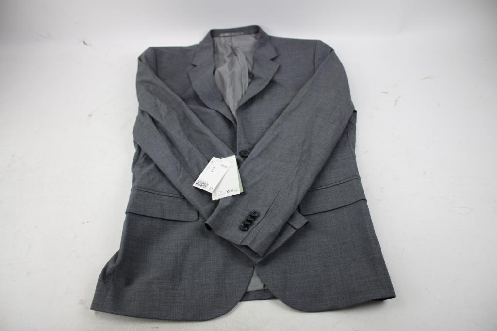 H&M Skinny Fit Stretch Formal Jacket, Gray, Size 40R
