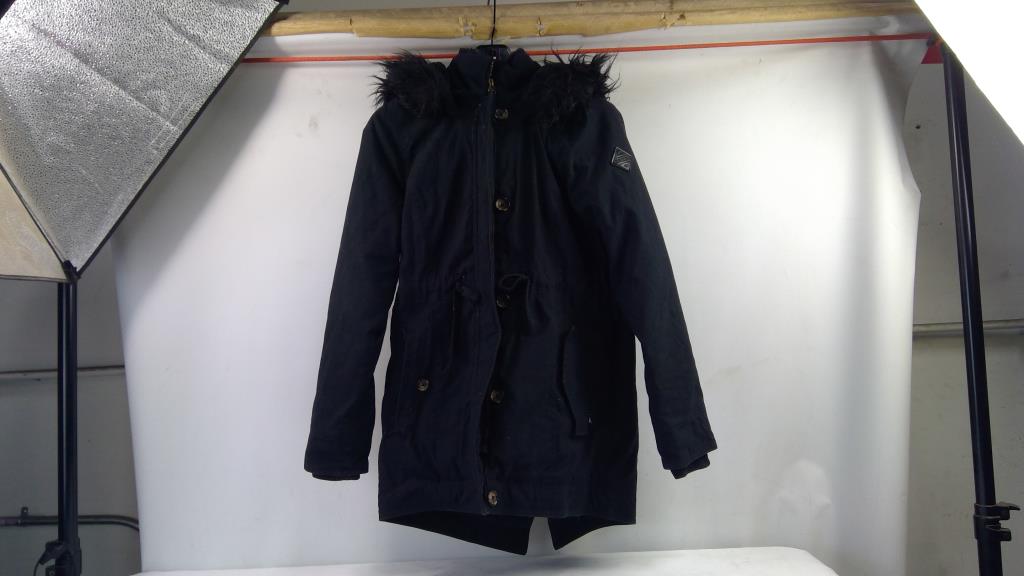 Hollister Small Black Jacket With Fur Trim