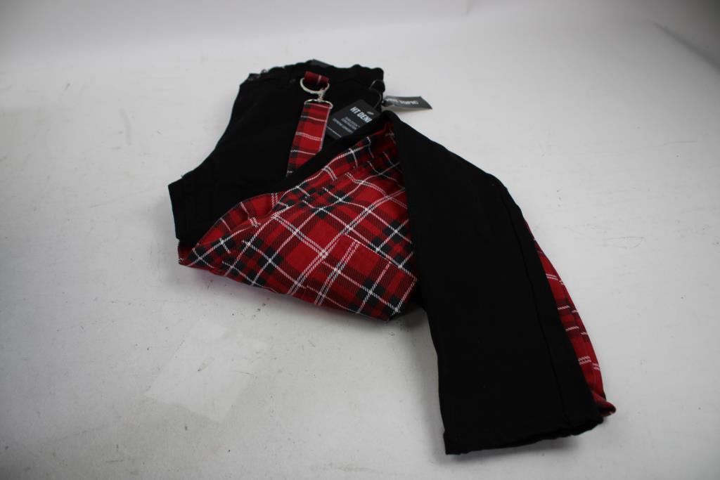 Hot Topic Red/Black Plaid Stinger Jeans, 30x30