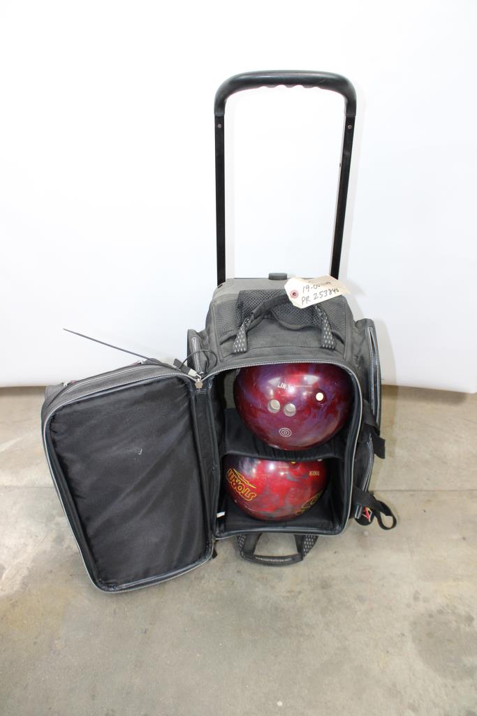 HotRod Storm & Ebonite Tornado Bowling Balls In Rolling Case Property