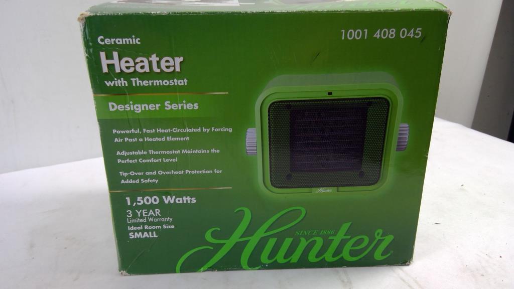 Hunter Ceramic Heater With Thermostat, 1500W