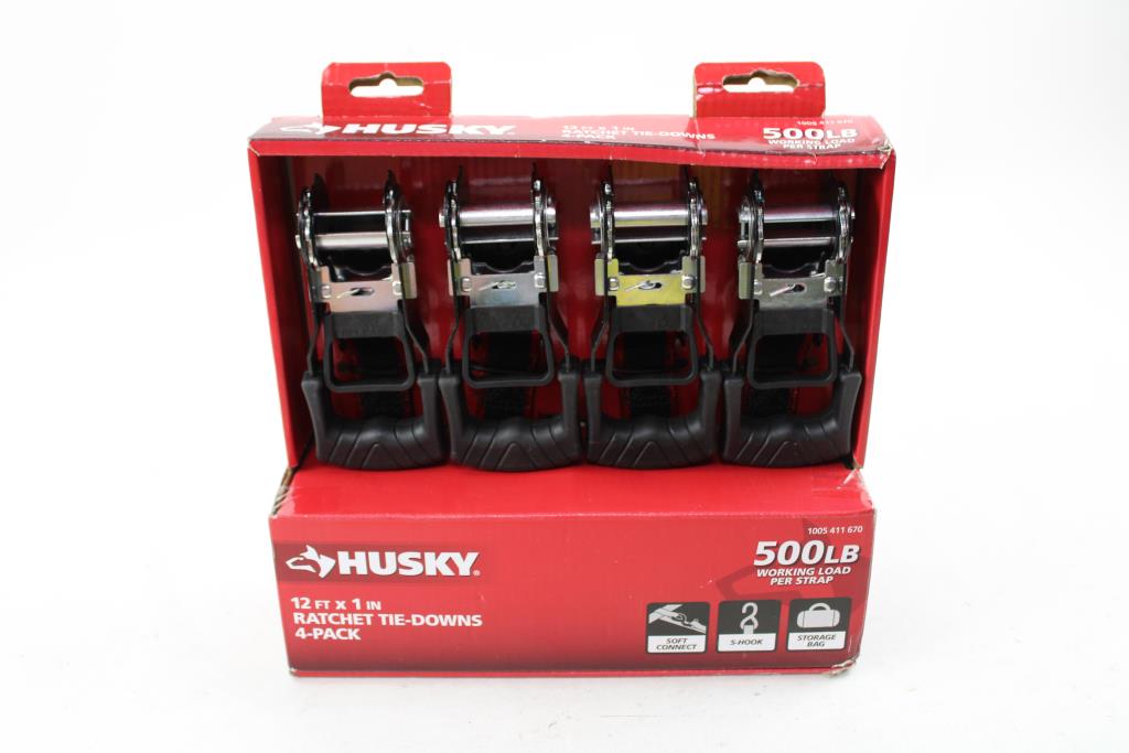 Husky 12 Ft X 1 In. Ratchet Tie Downs