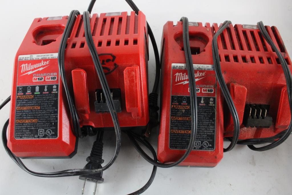 Husky 3/8" Drive Set & Milwaukee Battery Chargers, 3 Pieces Property Room