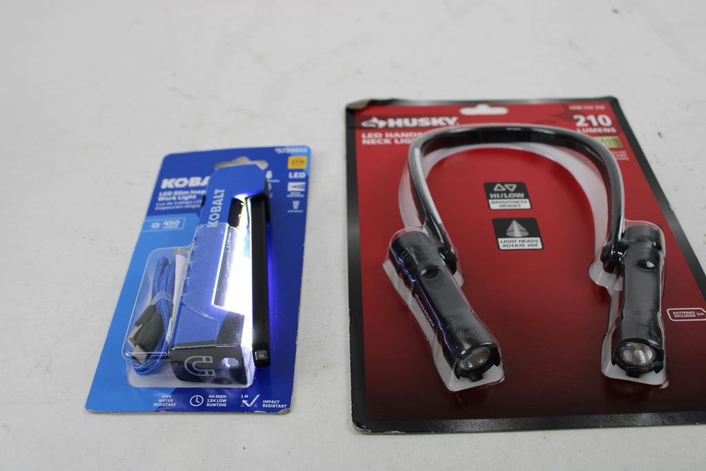 Husky LED Neck Light, Kobalt LED Slim Inspection Work Light, 2 Pieces