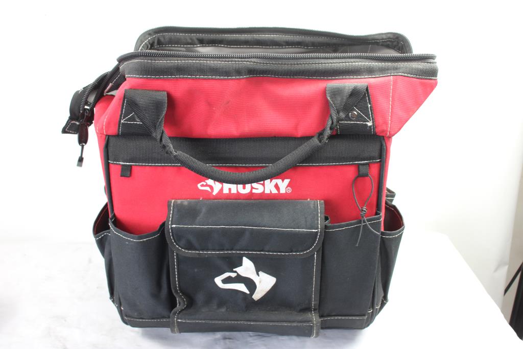 Husky Pocket Rolling Tool Bag With Bags