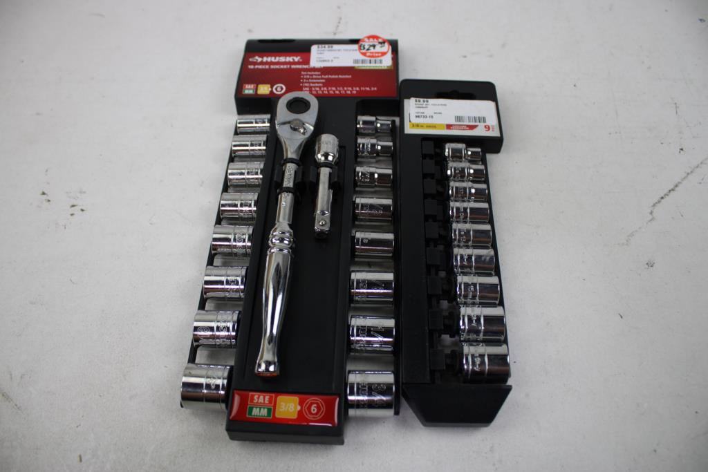 Husky Socket Wrench Set, JobSmart 3/8" Drive Socket Set, 2 Pieces
