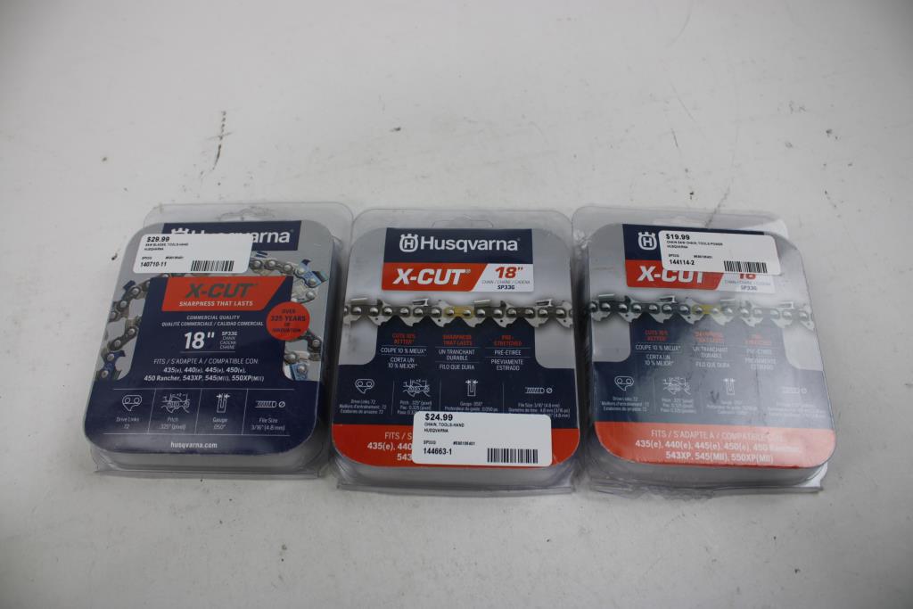 Husqvarna X-Cut Chainsaw Chains, 3 Pieces