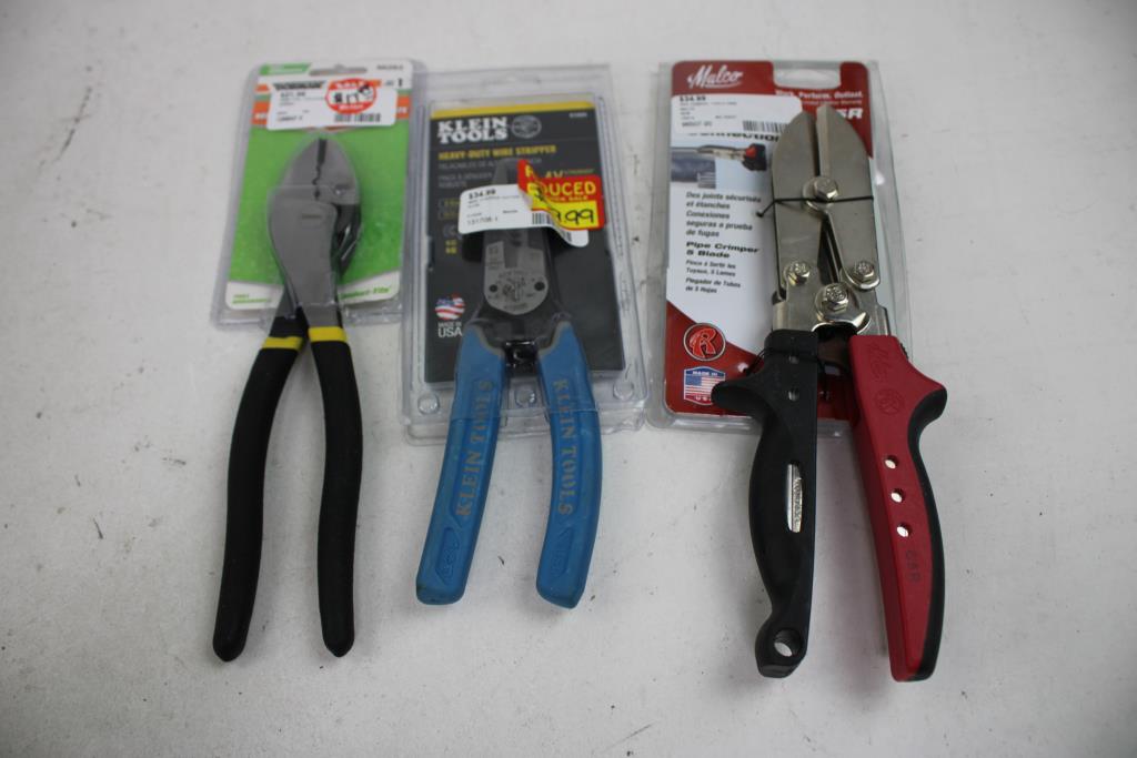 Hyper Tough End-Cutting Pliers, Malco Pipe Crimper, And More, 6 Pieces