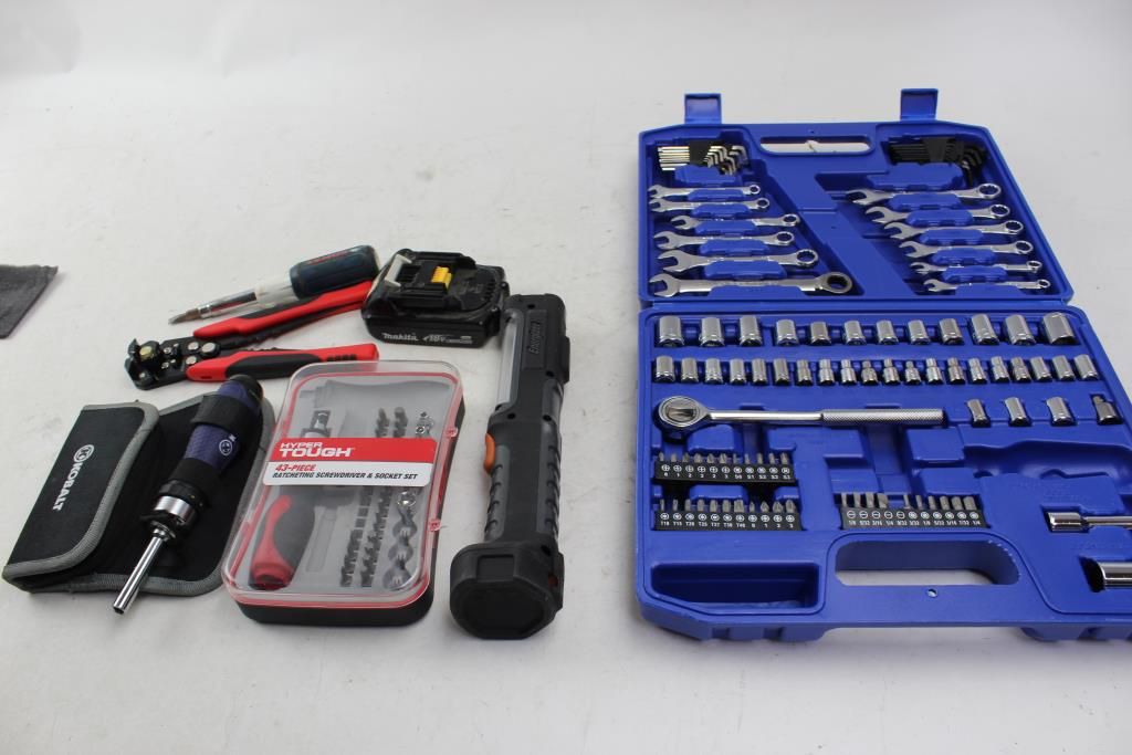 Hyper Tough Mechanics Tools, Flashlight, Makita Battery And More 10