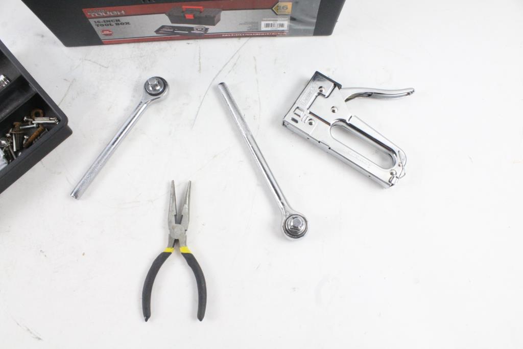 Hyper Tough Toolbox With Ratchet, Staple Gun And More, 25+ Pieces