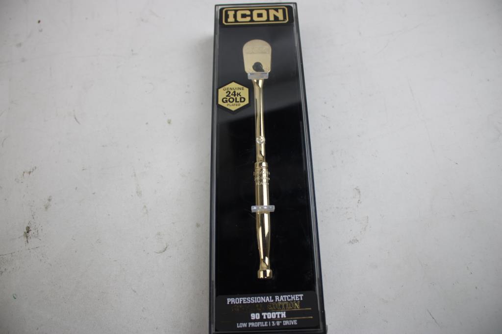 ICON 24k Gold-Plated Professional 90-Tooth Special Edition Ratchet, 3/8" Drive