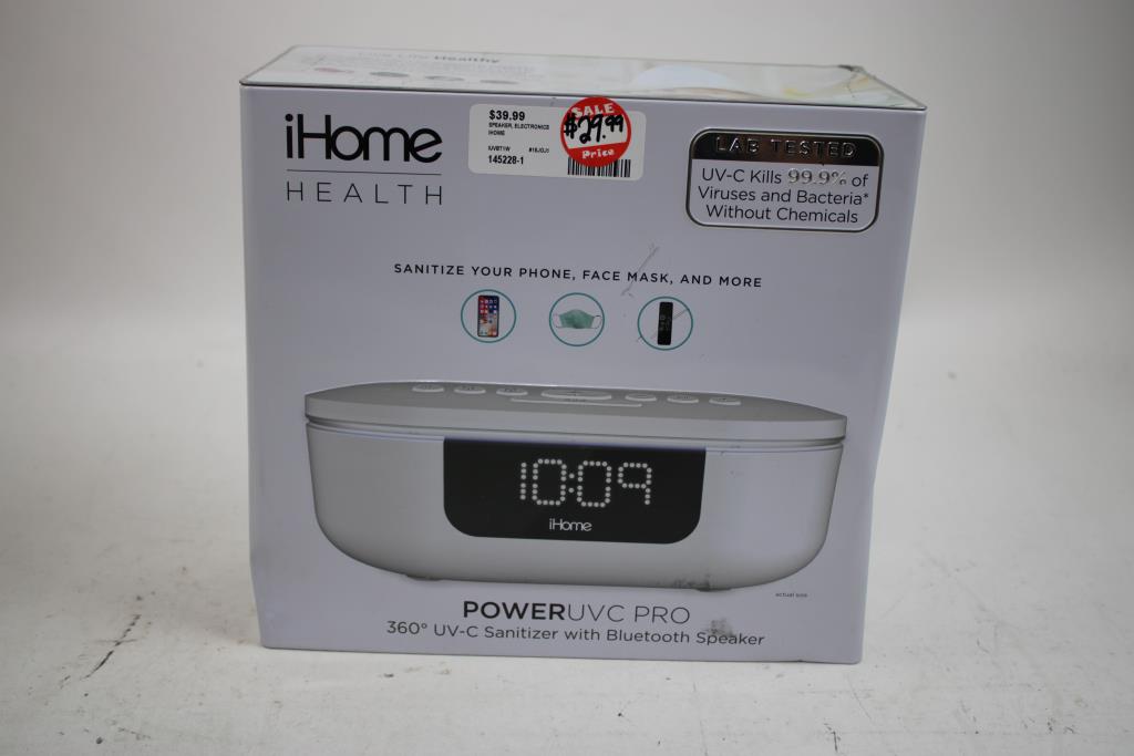 IHome Health PowerUVC Sanitizer With Bluetooth Speaker, Wireless Alarm Clock, 2 Pieces