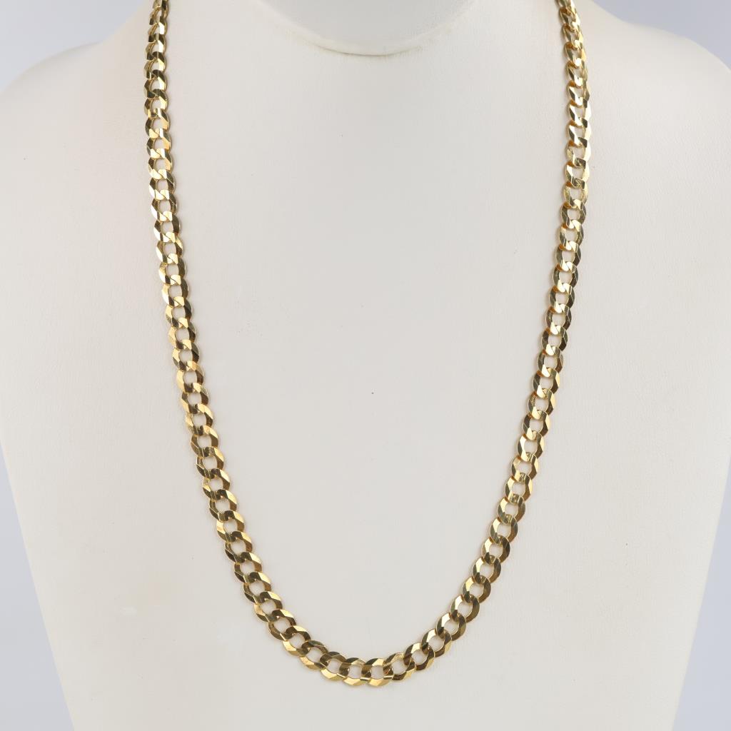 IMD 14kt Gold Flat Curb Link Chain Necklace