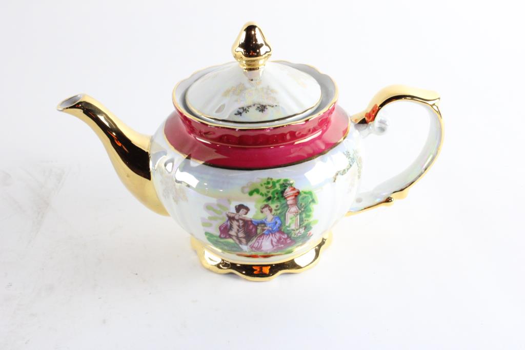 Imperial Ceramic Teapot With Malaysian 4piece Glass Bowl Set Property Room