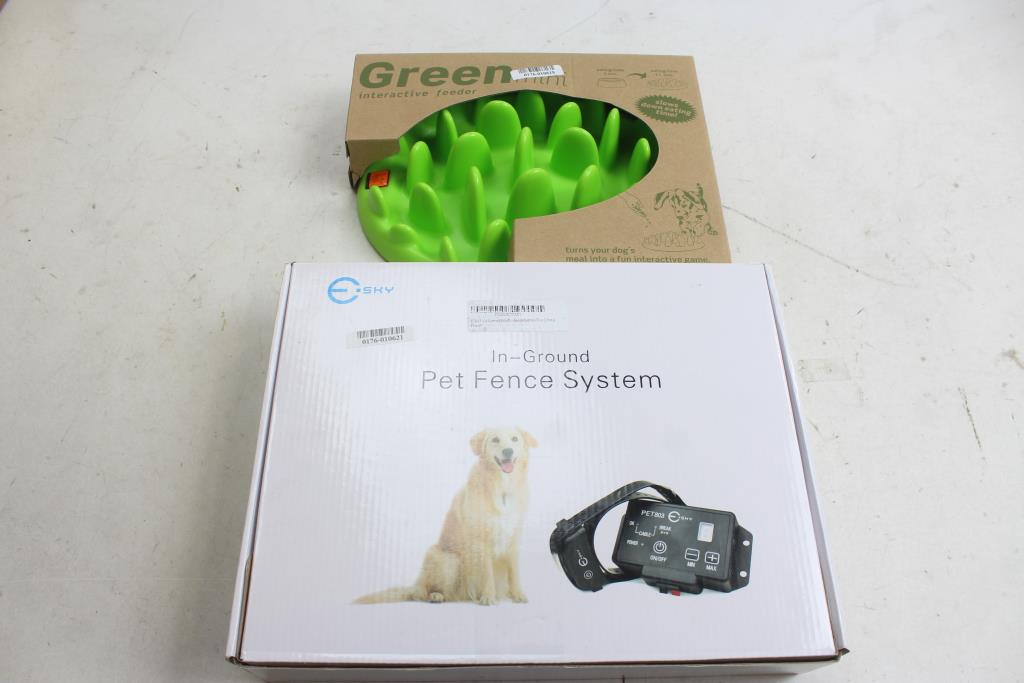 InGround Pet Fence System And Green Mini Interactive Feeder Property