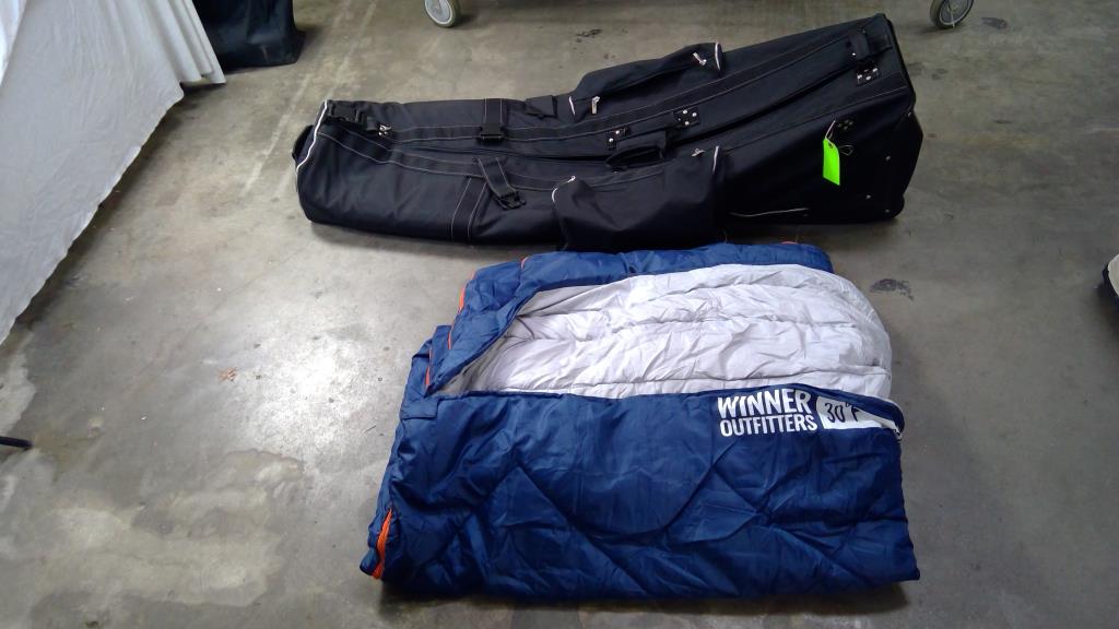 Intech Rolling Golf Bag, And Winner Outfitter 2 Person Sleeping Bag