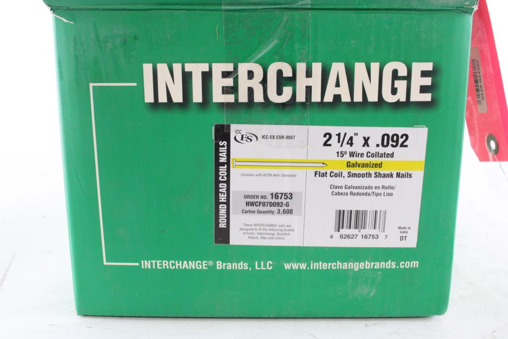 Interchange Flat Coil Nails Box Property Room