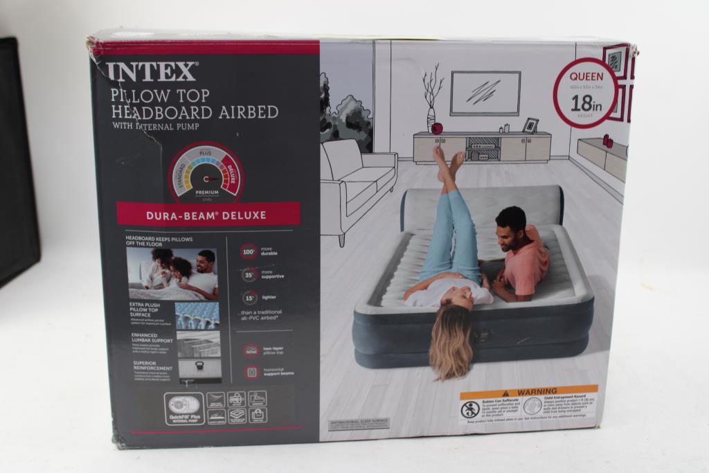 Intex Pillow Top Headboard Airbed, Queen