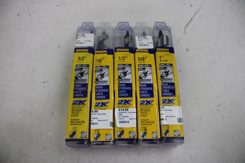 Irwin Ship Auger Bits, 5 Pieces