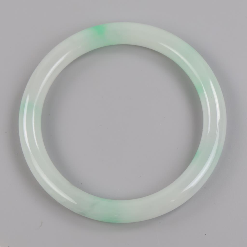 Jade Green & White Slip-On Bangle Bracelet