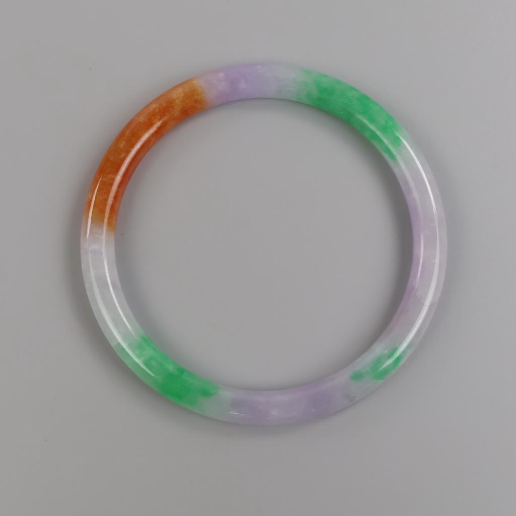 Jade Green-Lavender-White-Brown Slip-On Bangle Bracelet