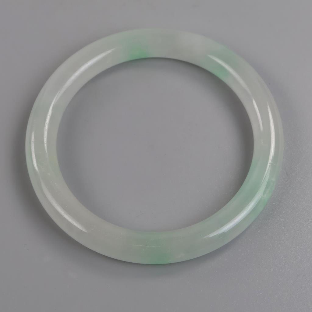 Jade Green-White Slip On Bangle Bracelet