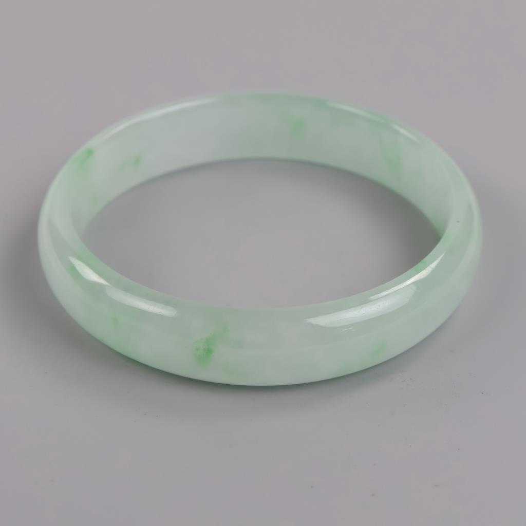 Jade Green-White Slip On Bangle Bracelet