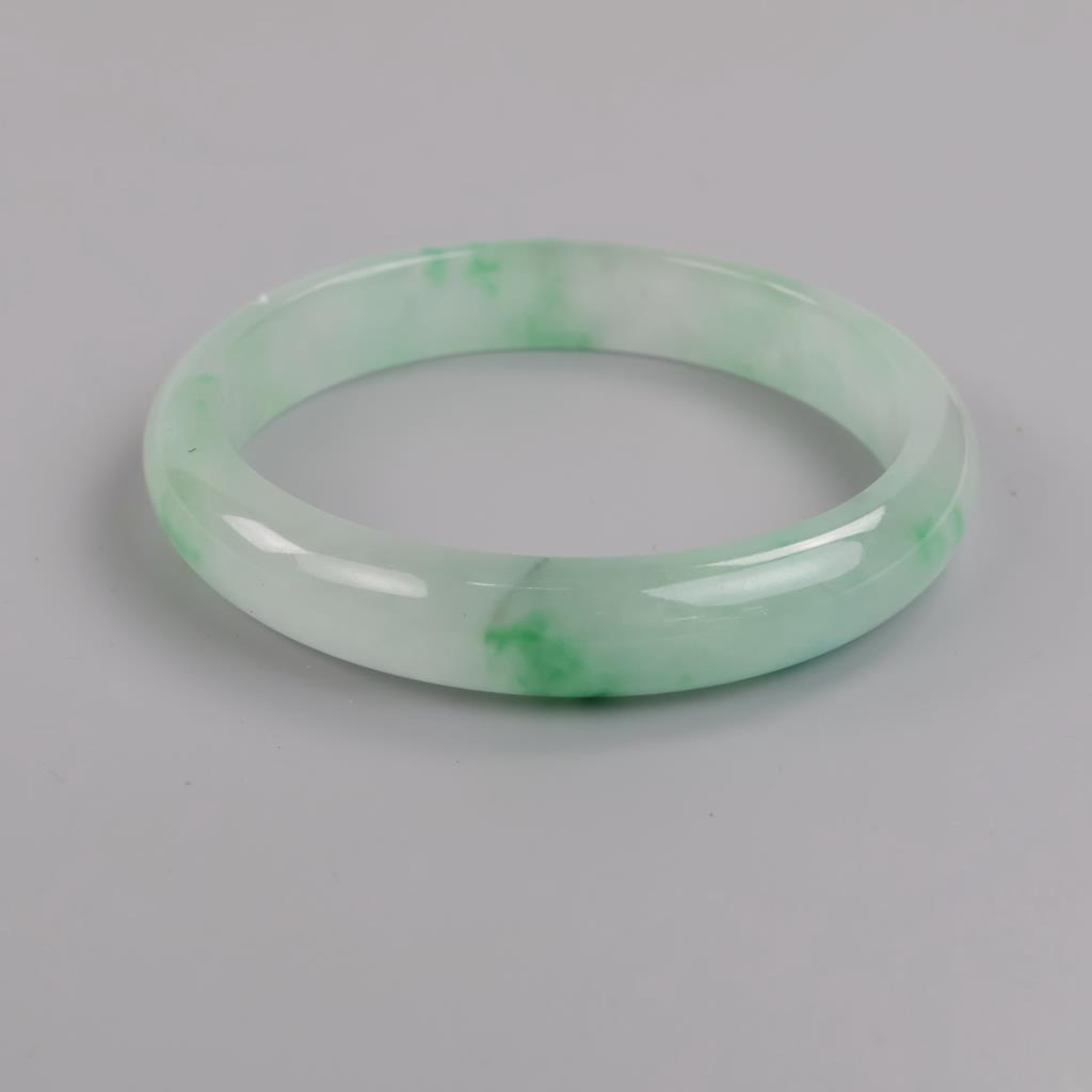 Jade Green-White Slip-On Bangle Bracelet