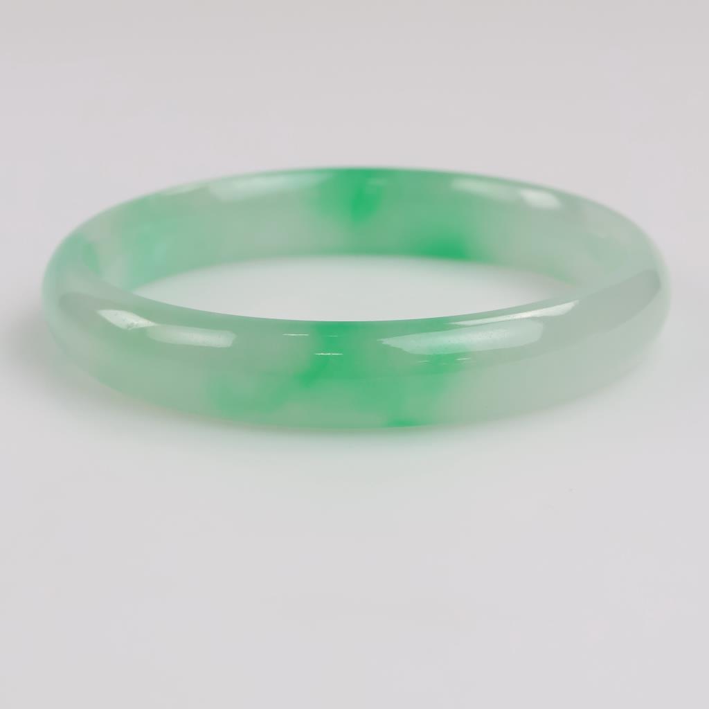 Jade Green-White Slip-On Bangle Bracelet