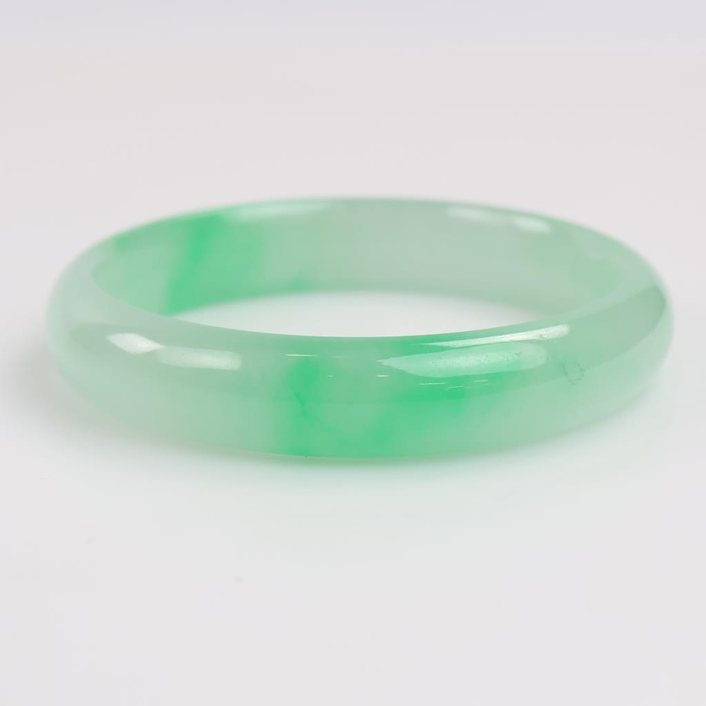 Jade Green-White Slip-On Bangle Bracelet