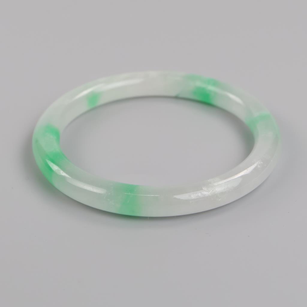 Jade Green-White Slip-On Bangle Bracelet