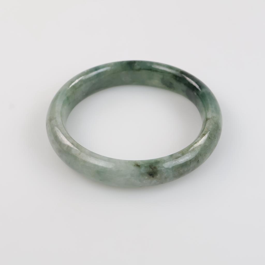 Jade Green-White Slip-On Bangle Bracelet