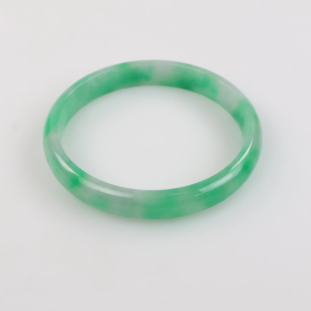 Jade Green-White Slip-On Bangle Bracelet