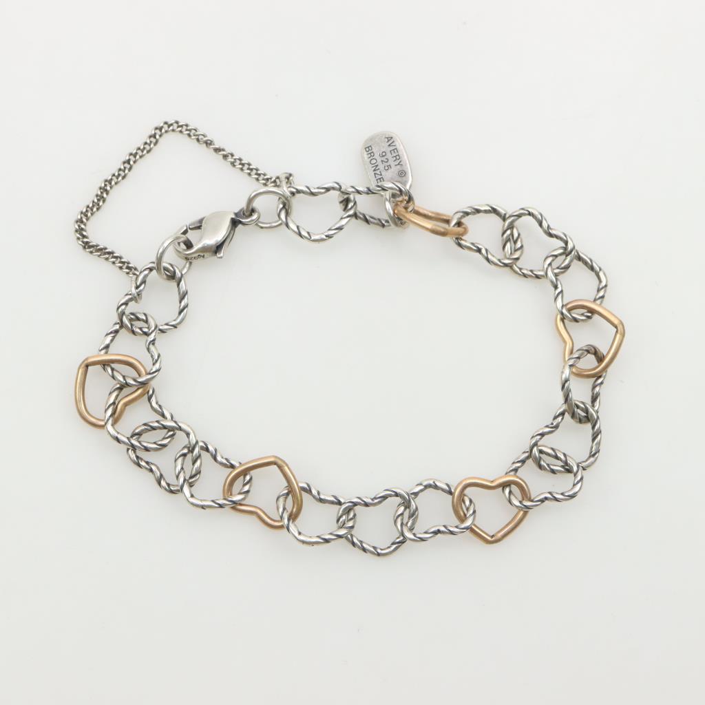 James Avery Silver And Bronze Twisted Wire Connected Hearts Charm